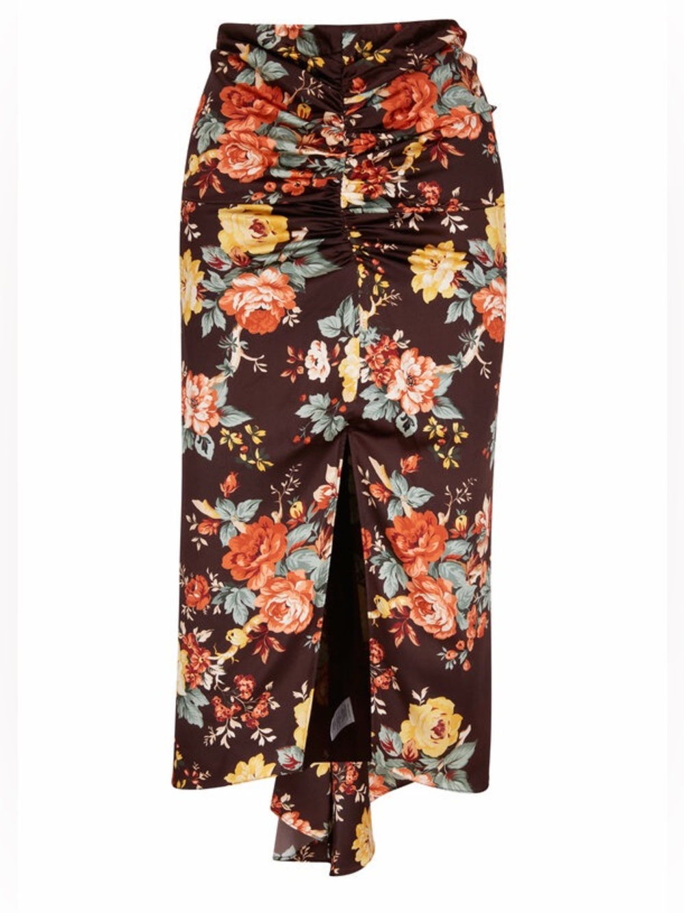 Veronica Beard Pixie Oxblood Multi Floral Silk Ruched Midi Skirt Sz 4 NWT